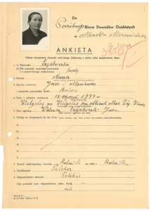 ankieta osobowa z koperty dowodowej