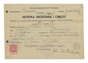 metryka urodzenia z koperty dowodowej