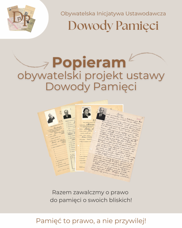 Grafika social-media do pobrania Dowody Pamięci