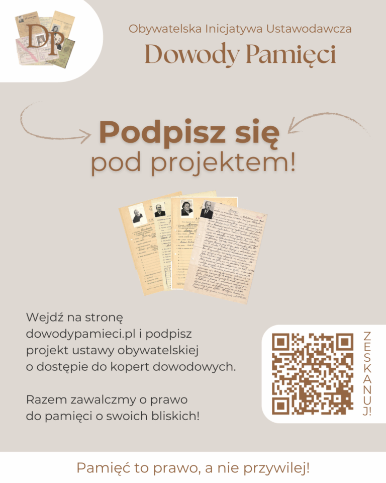 Grafika social-media do pobrania Dowody Pamięci