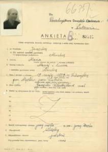 ankieta ze zdjęciem z koperty dowodowej