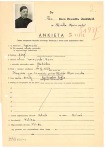 ankieta ze zdjęciem z koperty dowodowej