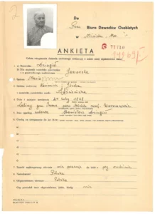 ankieta ze zdjęciem z koperty dowodowej