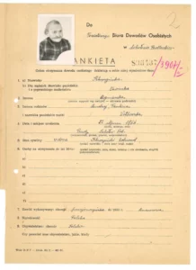 ankieta ze zdjęciem z koperty dowodowej