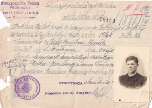 Świadectwo chrztu z koperty dowodowej