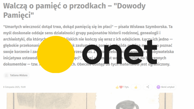 Onet o Dowodach Pamięci